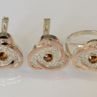 Срібний набір з золотими пластинами