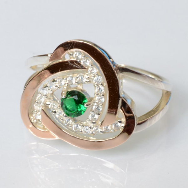 Срібна каблучка з золотими вставками