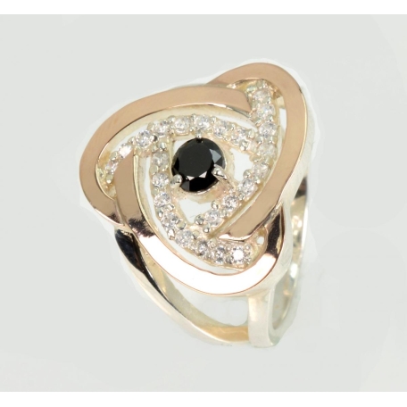 Серебряное кольцо с золотыми вставками