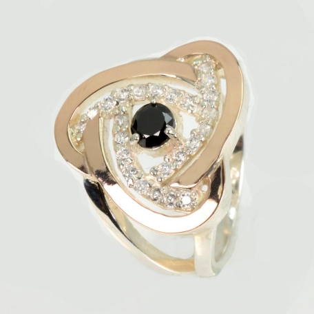 Срібна каблучка з золотими вставками