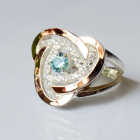 Срібна каблучка з золотими вставками