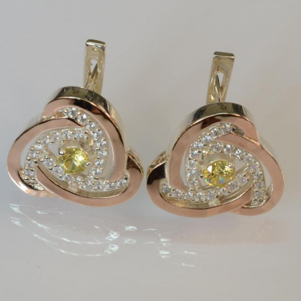 Серебряные серьги с золотыми пластинами