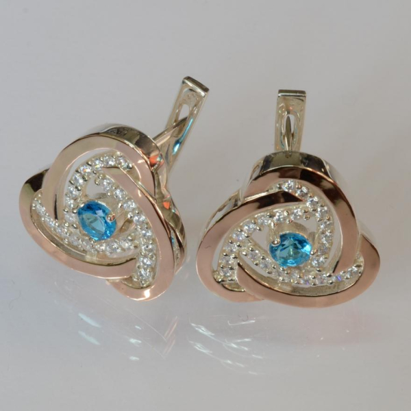 Серебряные серьги с золотыми пластинами