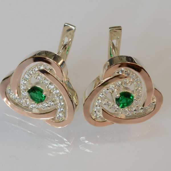 Серебряные серьги с золотыми пластинами