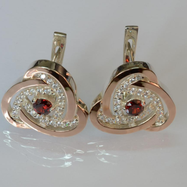 Серебряные серьги с золотыми пластинами