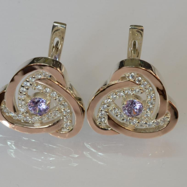 Серебряные серьги с золотыми пластинами