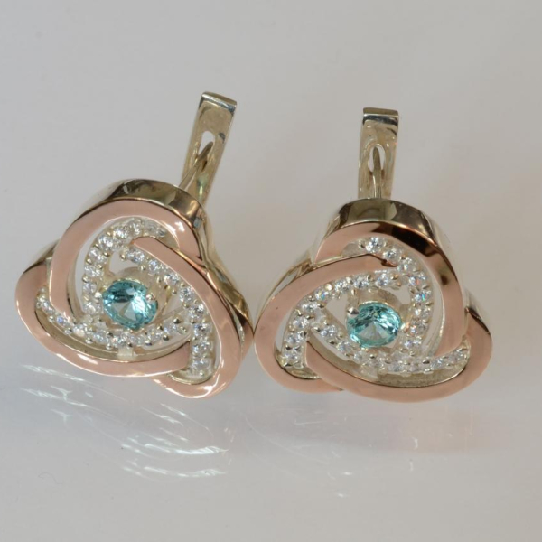 Серебряные серьги с золотыми пластинами