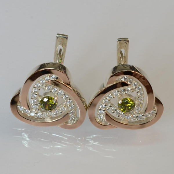 Серебряные серьги с золотыми пластинами