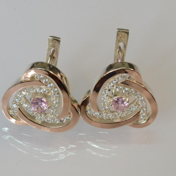 Серебряные серьги с золотыми пластинами