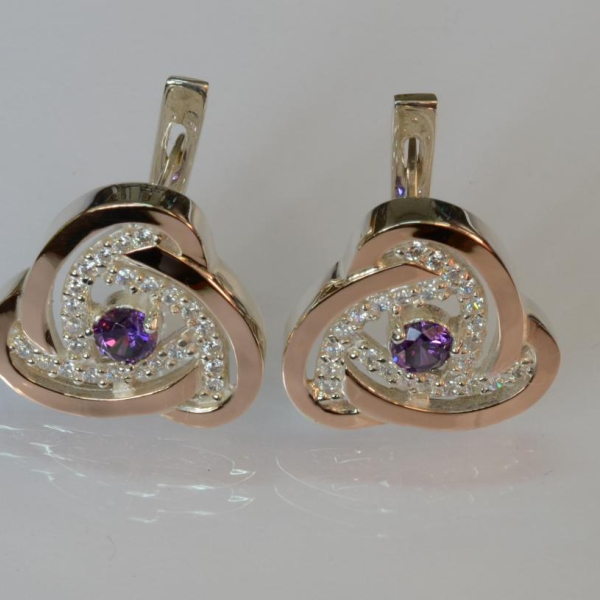 Серебряные серьги с золотыми пластинами