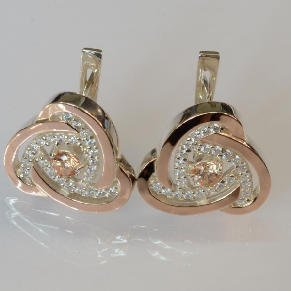 Серебряные серьги с золотыми пластинами