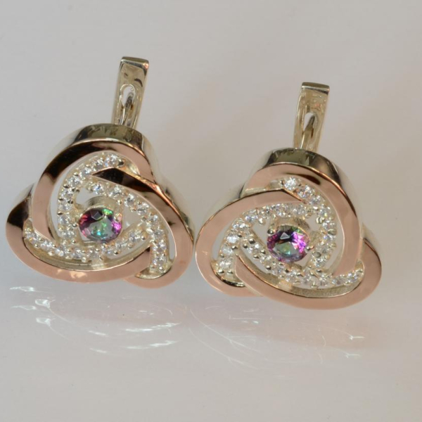 Серебряные серьги с золотыми пластинами