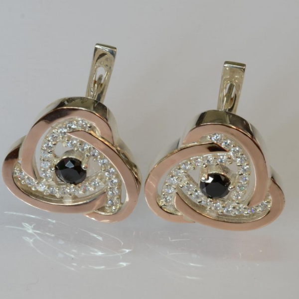 Серебряные серьги с золотыми пластинами