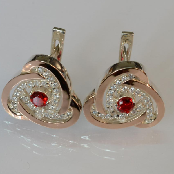 Серебряные серьги с золотыми пластинами