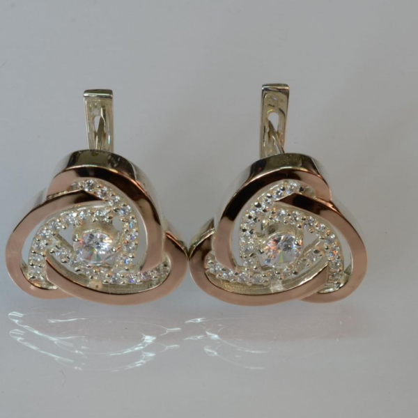 Серебряные серьги с золотыми пластинами