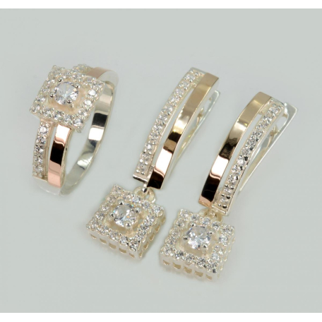 Серебряный набор с золотыми пластинами