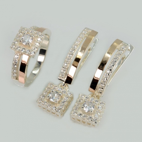 Срібний набір з золотими пластинами