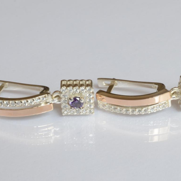 Срібні сережки з золотими пластинами