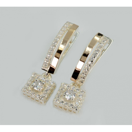 Серебряные серьги с золотыми пластинами