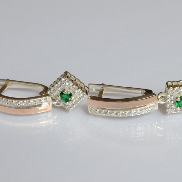 Срібні сережки з золотими пластинами