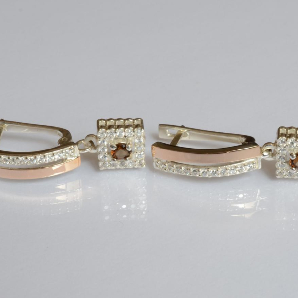 Срібні сережки з золотими пластинами