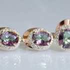 Срібний набір з золотими пластинами