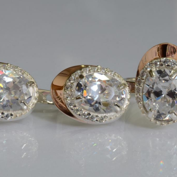 Срібний набір з золотими пластинами