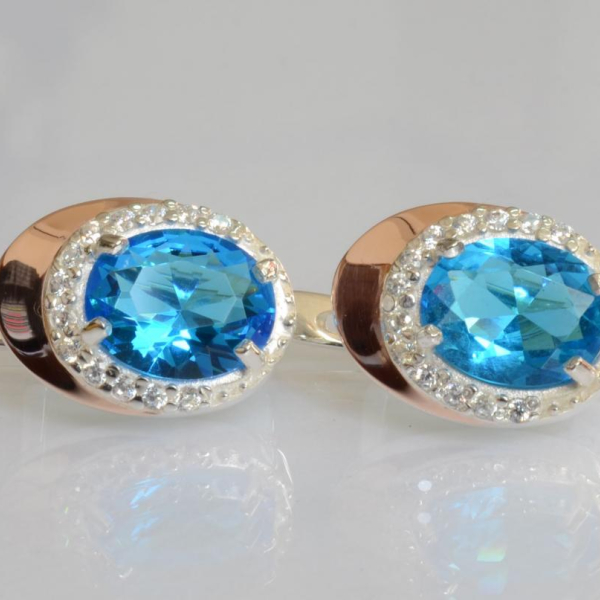 Серебряные серьги с золотыми пластинами