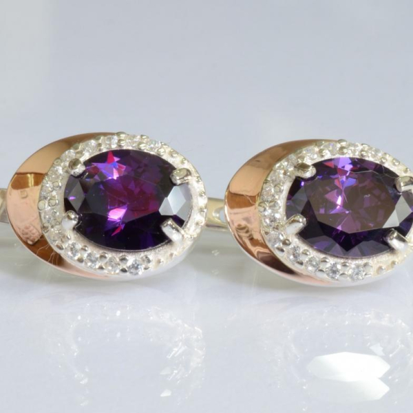 Серебряные серьги с золотыми пластинами