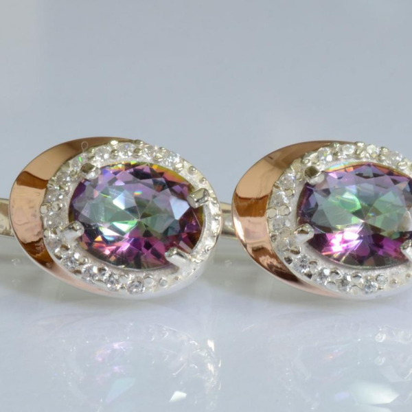 Серебряные серьги с золотыми пластинами