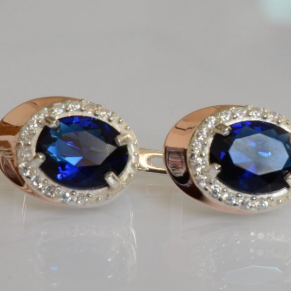 Серебряные серьги с золотыми пластинами