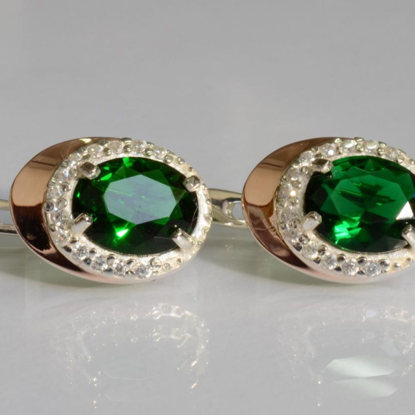 Серебряные серьги с золотыми пластинами