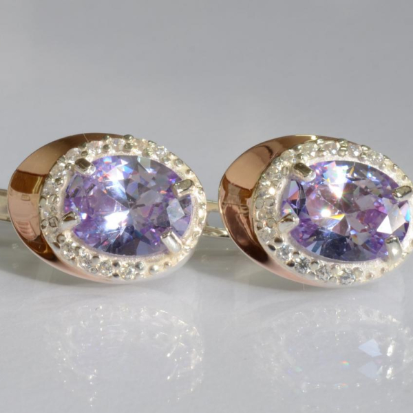 Серебряные серьги с золотыми пластинами