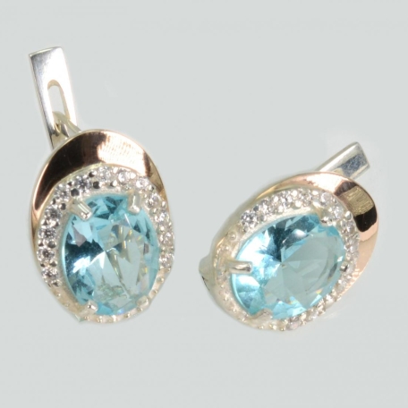 Срібні сережки з золотими пластинами