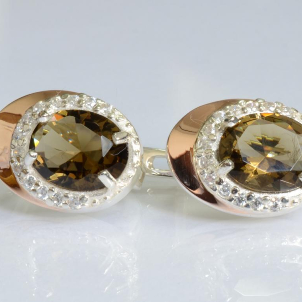 Серебряные серьги с золотыми пластинами