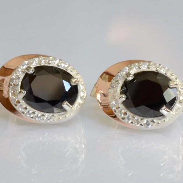 Серебряные серьги с золотыми пластинами