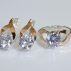 Срібний набір з золотими пластинами