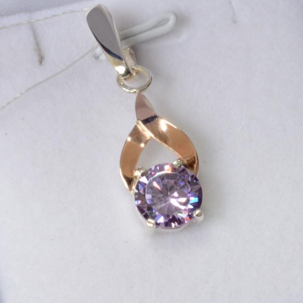 Серебряная подвеска с золотими вставками