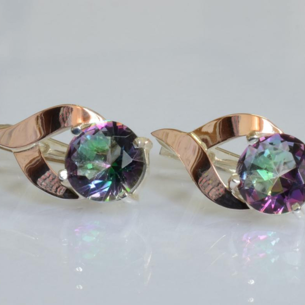 Срібні сережки з золотими пластинами