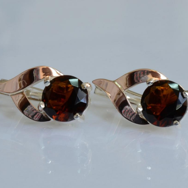 Срібні сережки з золотими пластинами