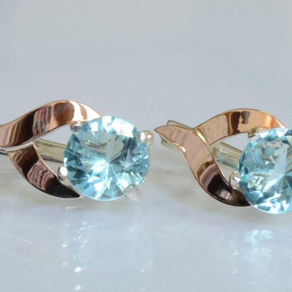 Срібні сережки з золотими пластинами