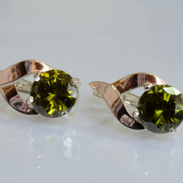 Срібні сережки з золотими пластинами