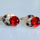 Срібні сережки з золотими пластинами