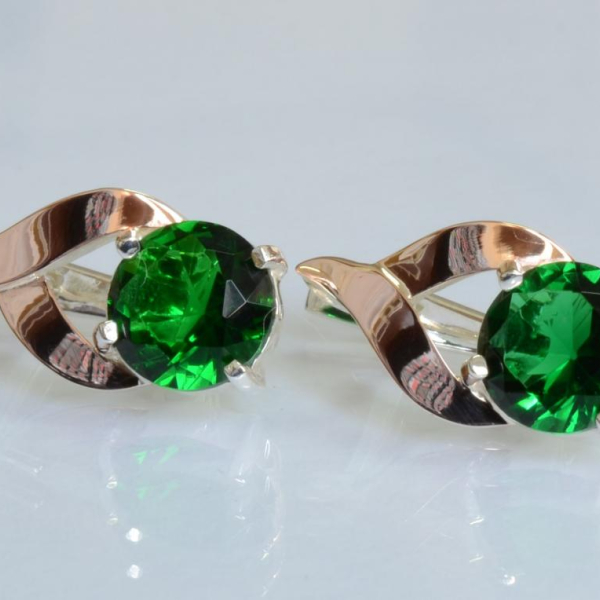 Срібні сережки з золотими пластинами