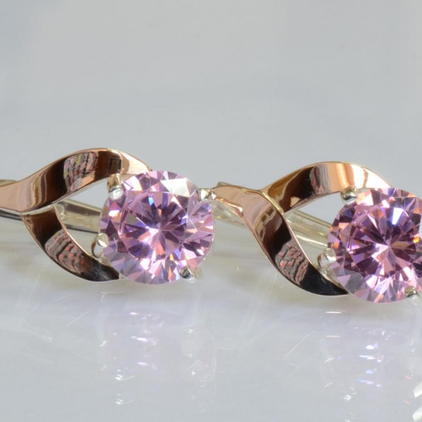 Срібні сережки з золотими пластинами