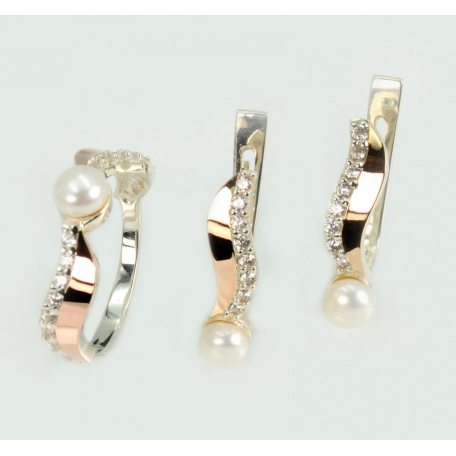 Серебряный набор с золотыми пластинами