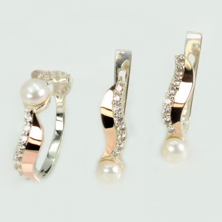 Срібний набір з золотими пластинами