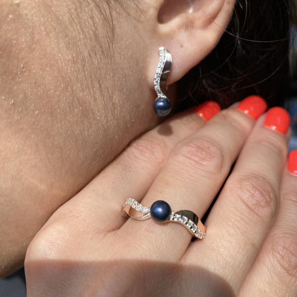 Срібні сережки з золотими пластинами