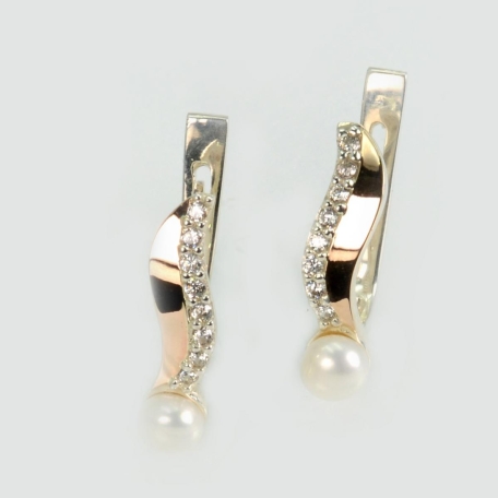 Срібні сережки з золотими пластинами