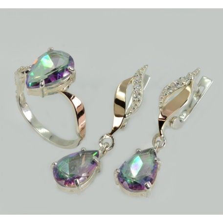 Серебряный набор с золотыми пластинами